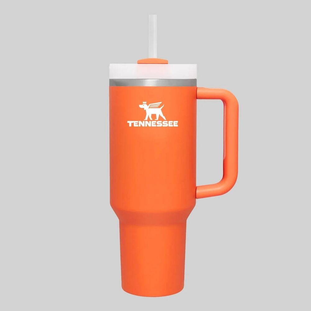 40oz White & Orange Insulated Tumbler
